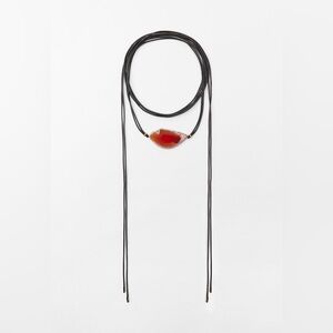 Zara long cord stone orange necklace